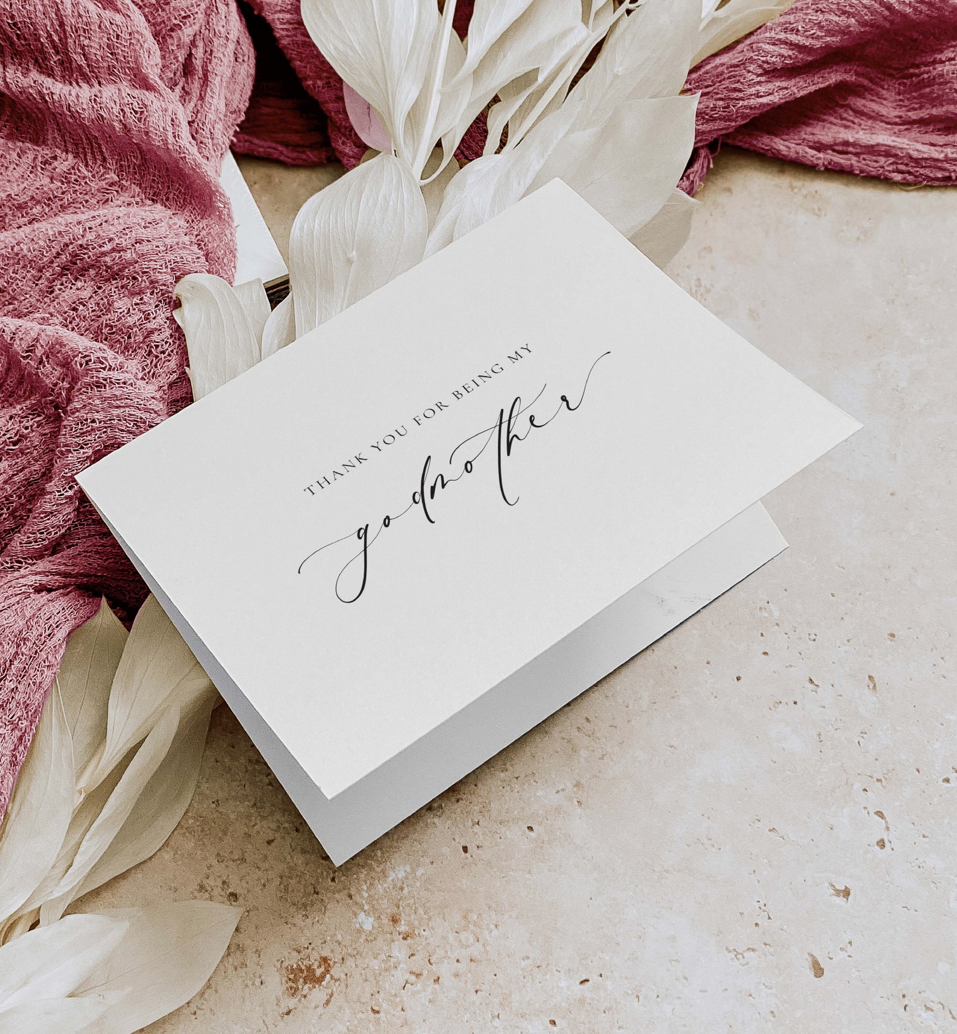 Thank You For Being My Godmother Godfather Card, Christening Card, Godparents Thank You Card, Off-White Ivory, Ellesmere