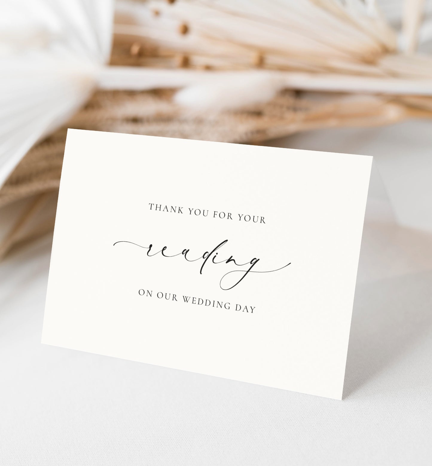 Thank You For Reading At Our Wedding Card, Wedding Reader Thank You Card, Minimalist Wedding Card, Off White Ivory, Ellesmere