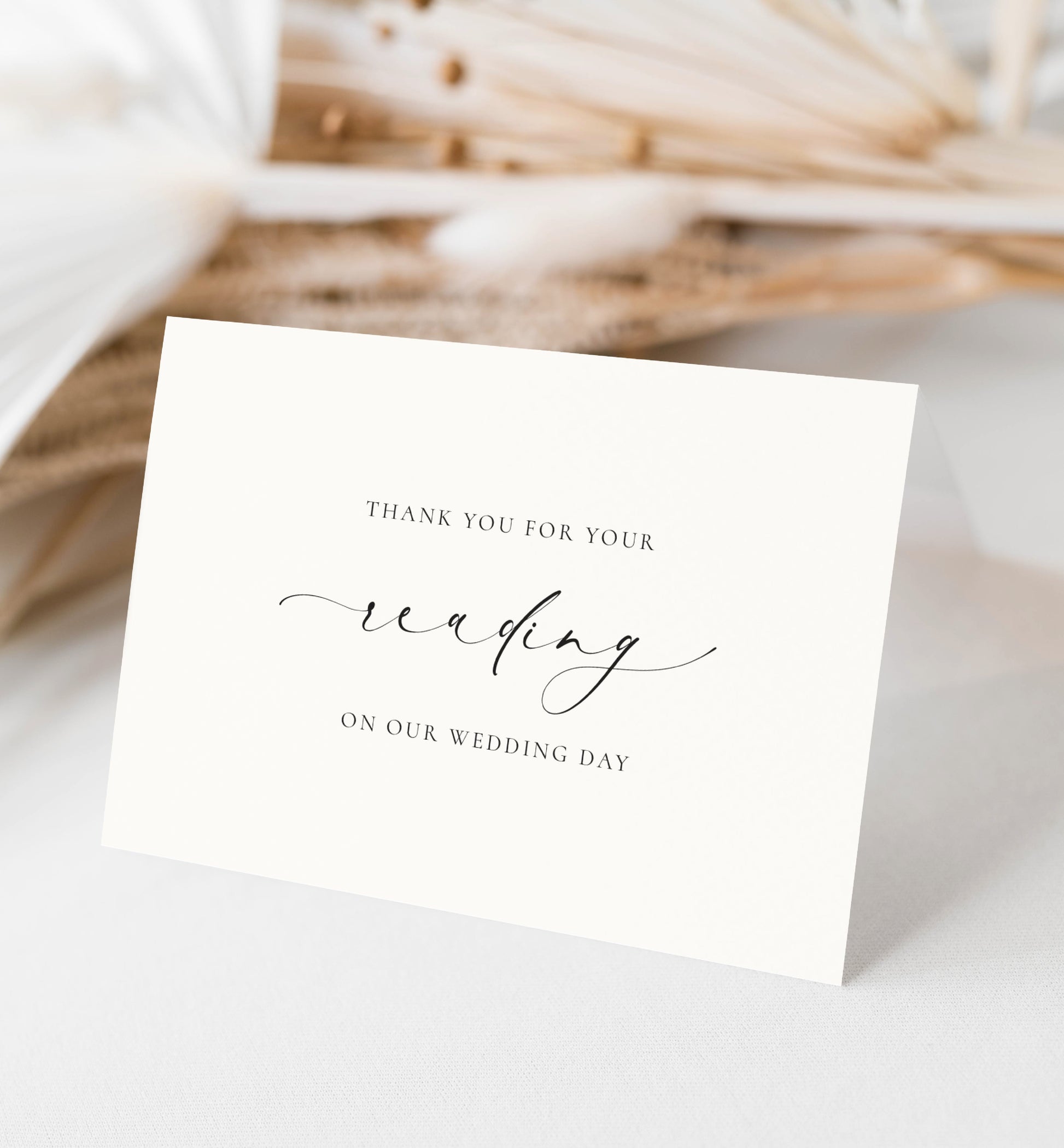 Thank You For Reading At Our Wedding Card, Wedding Reader Thank You Card, Minimalist Wedding Card, Off White Ivory, Ellesmere
