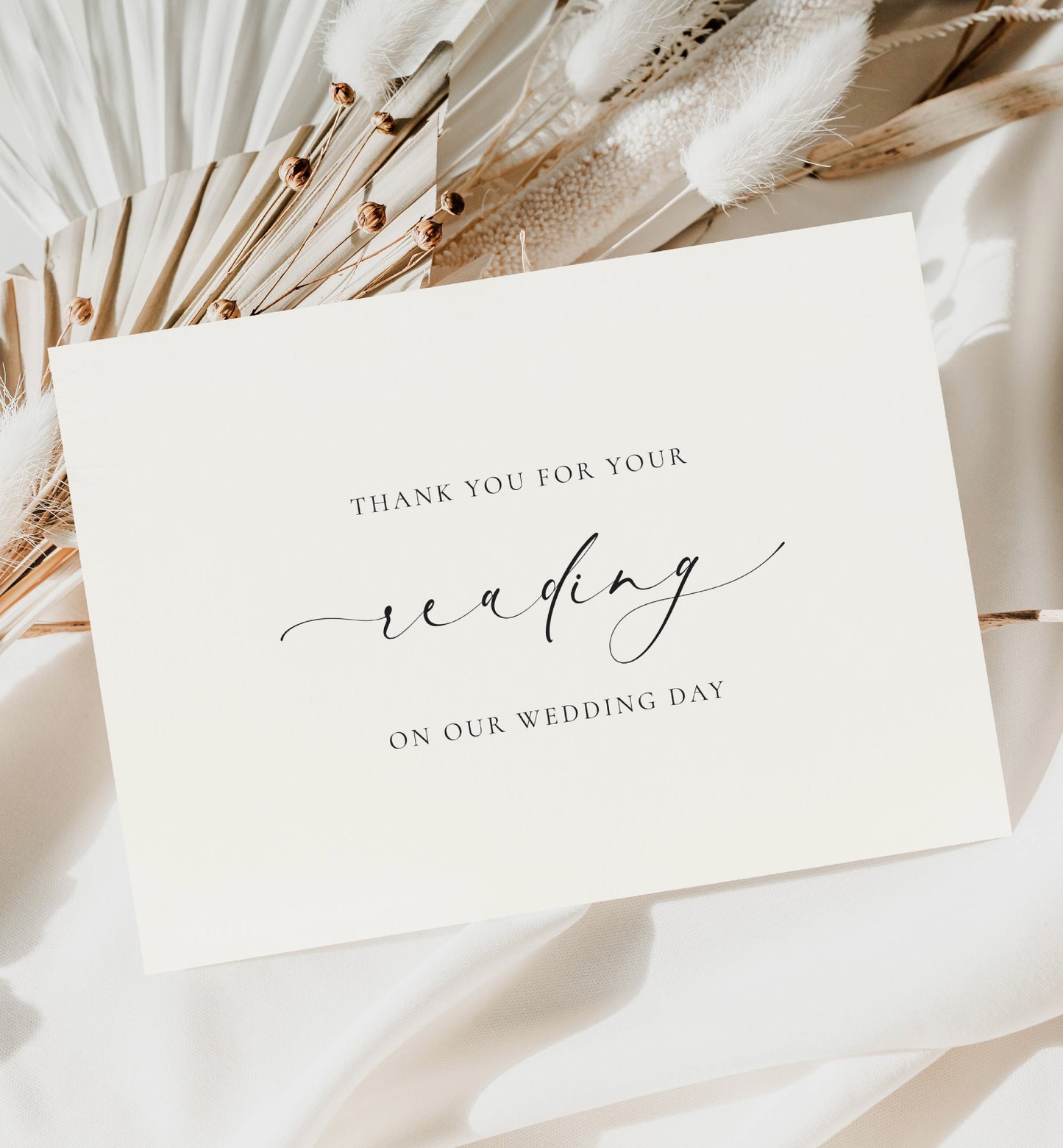 Thank You For Reading At Our Wedding Card, Wedding Reader Thank You Card, Minimalist Wedding Card, Off White Ivory, Ellesmere