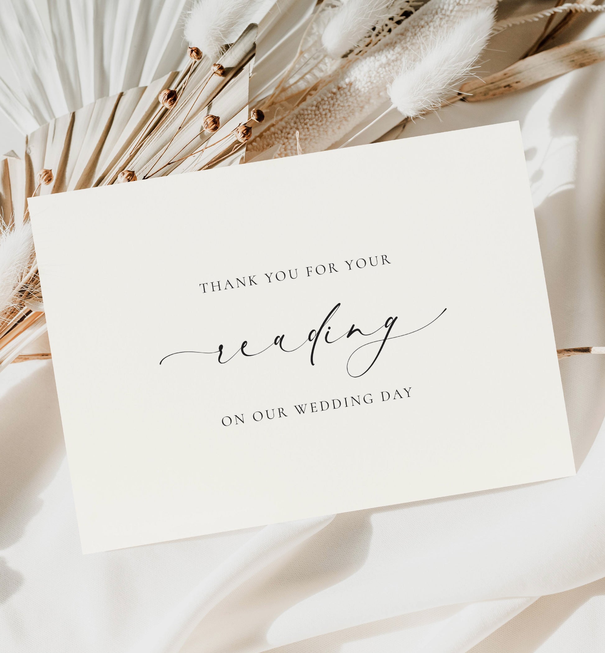 Thank You For Reading At Our Wedding Card, Wedding Reader Thank You Card, Minimalist Wedding Card, Off White Ivory, Ellesmere