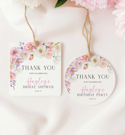 Printable Thank You Favor Tag Template, Spring Wildflowers, Bridal Shower Thank You Favor Tag, Baby Shower Thank You Favor Tag, Eloise
