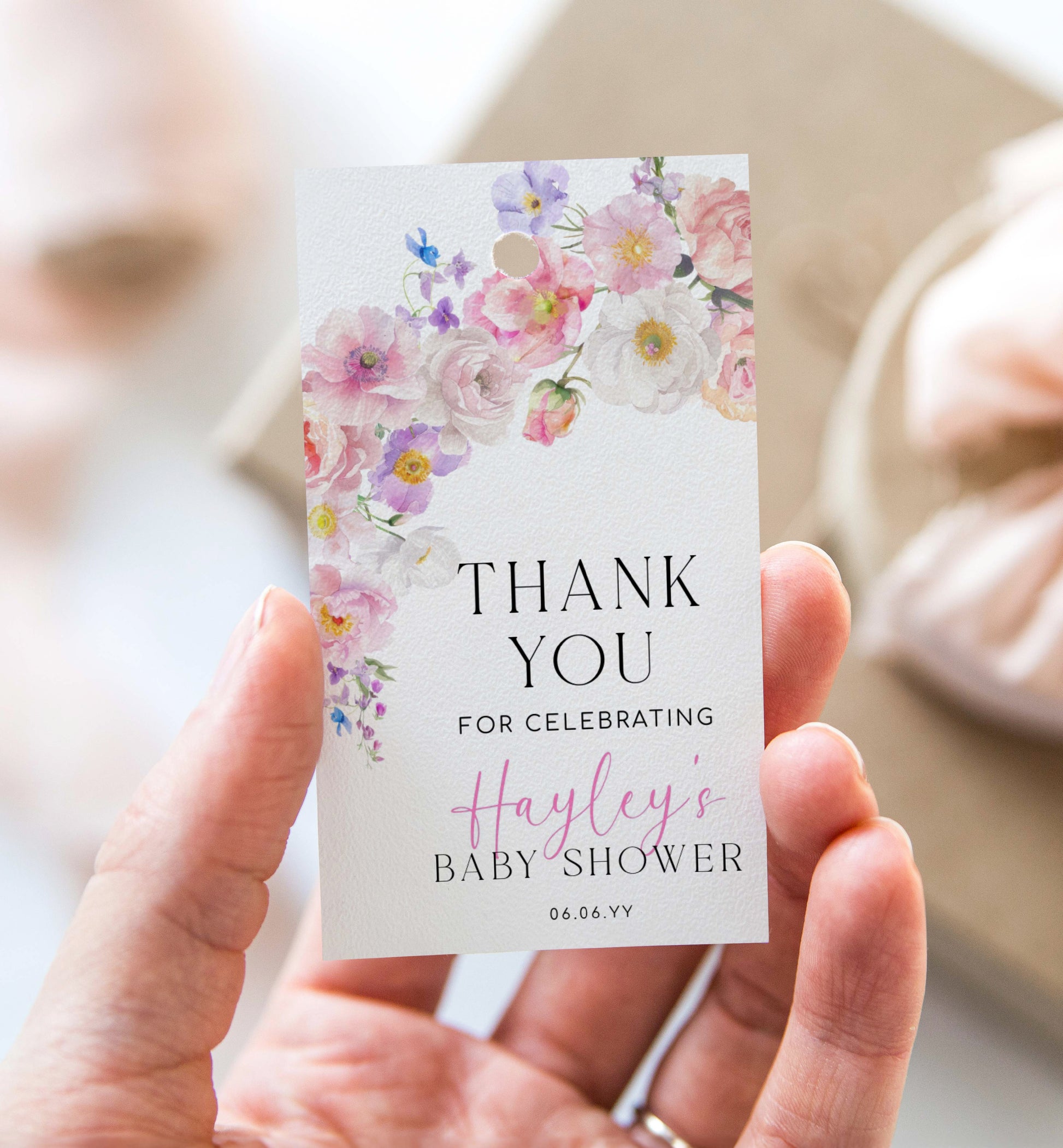 Printable Thank You Favor Tag Template, Spring Wildflowers, Bridal Shower Thank You Favor Tag, Baby Shower Thank You Favor Tag, Eloise