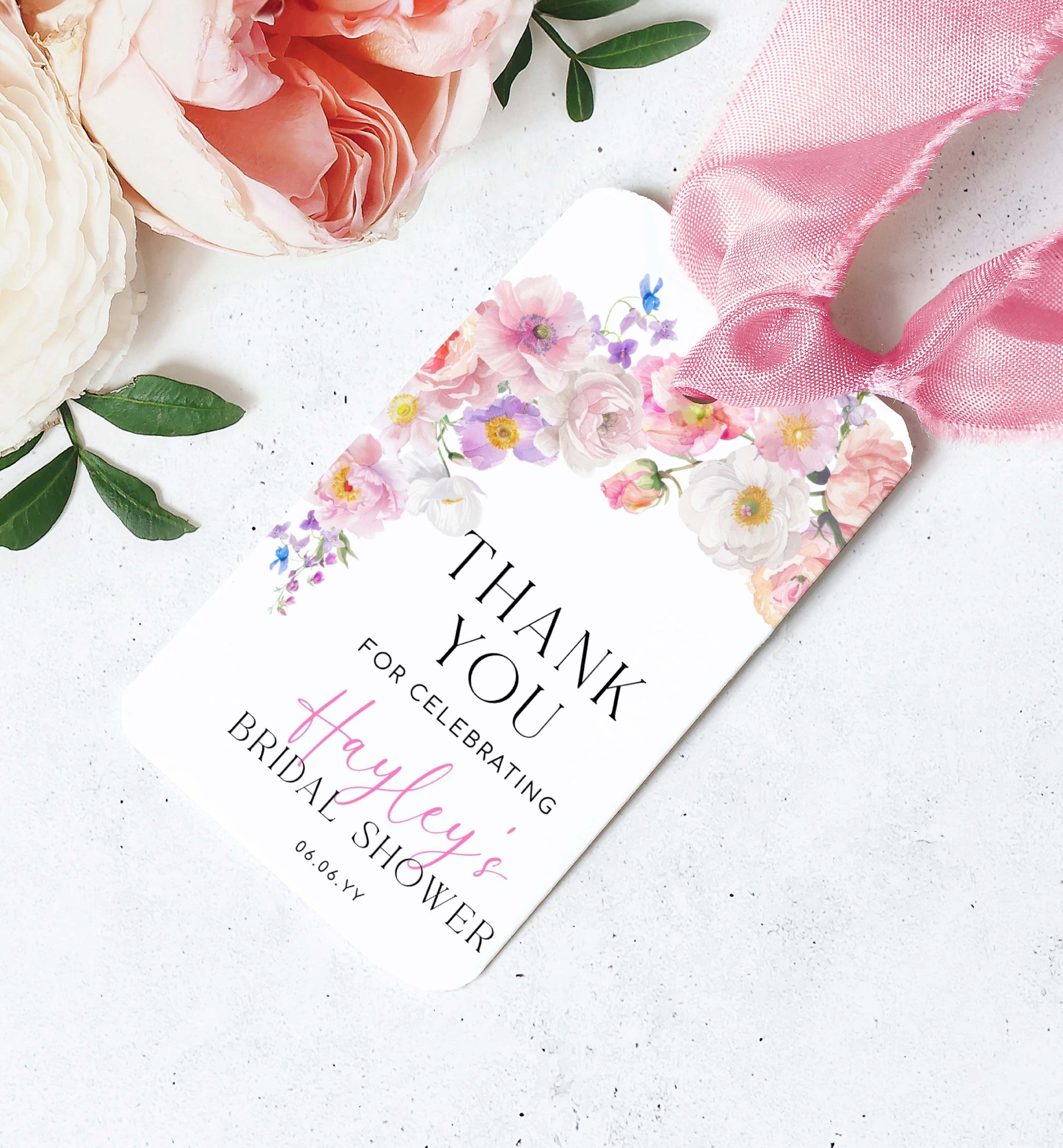 Printable Thank You Favor Tag Template, Spring Wildflowers, Bridal Shower Thank You Favor Tag, Baby Shower Thank You Favor Tag, Eloise