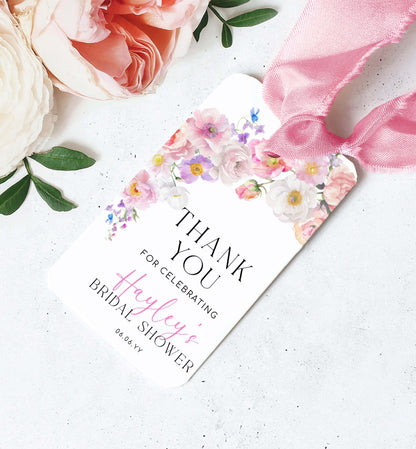 Printable Thank You Favor Tag Template, Spring Wildflowers, Bridal Shower Thank You Favor Tag, Baby Shower Thank You Favor Tag, Eloise