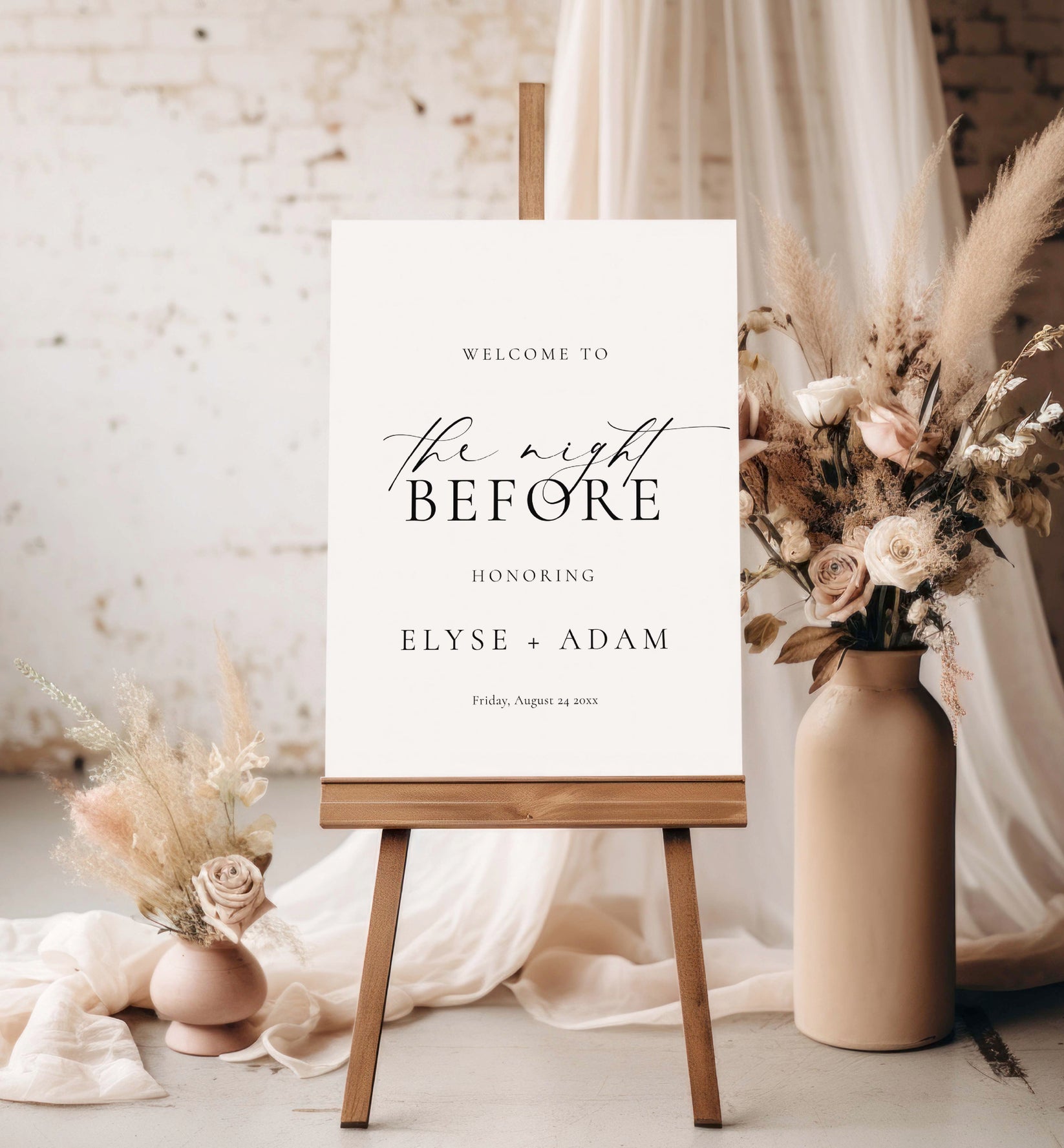 Ellesmere White | Printable Rehearsal Dinner Welcome Sign Template – Black Bow Studio