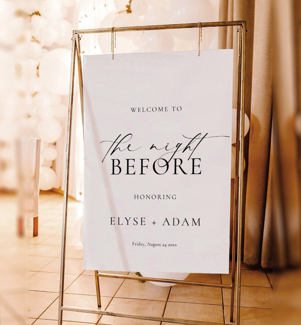 Ellesmere White | Printable Rehearsal Dinner Welcome Sign Template – Black Bow Studio