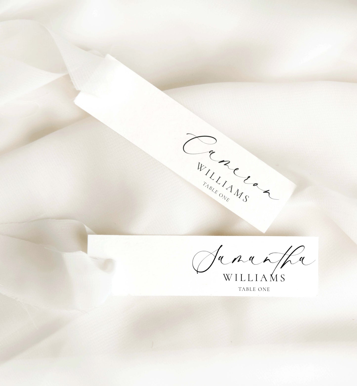 Ellesmere White | Printable Slim Place Cards Template
