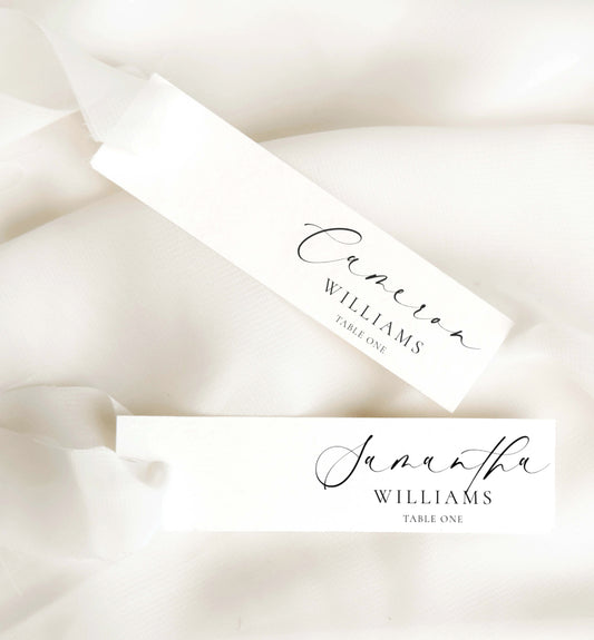 Modern Printable Place Cards Template, Minimalist Wedding Slim Name Cards, Escort Cards, Elegant Wedding Table Name Cards