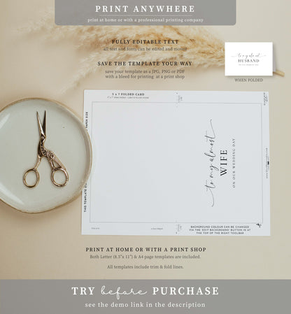 Bridie | Printable Almost Husband/Wife Wedding Day Card Template