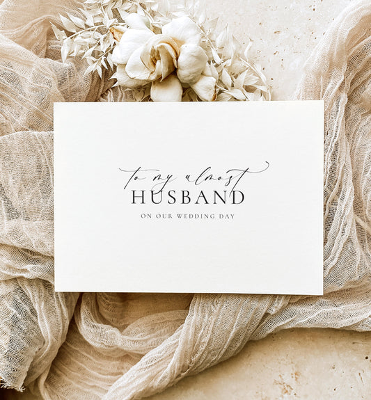 To My Almost Wife, My Almost Husband On Our Wedding Day Card, Off White Ivory, Minimalist Husband and Wife Card, Wedding Vows Card Ellesmere