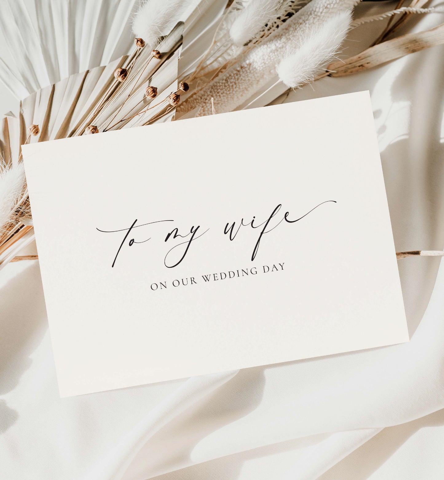 To My Wife, My Husband On Our Wedding Day Card, Minimalist Husband and Wife Card, Wedding Vows Card, Off White Ivory, Ellesmere