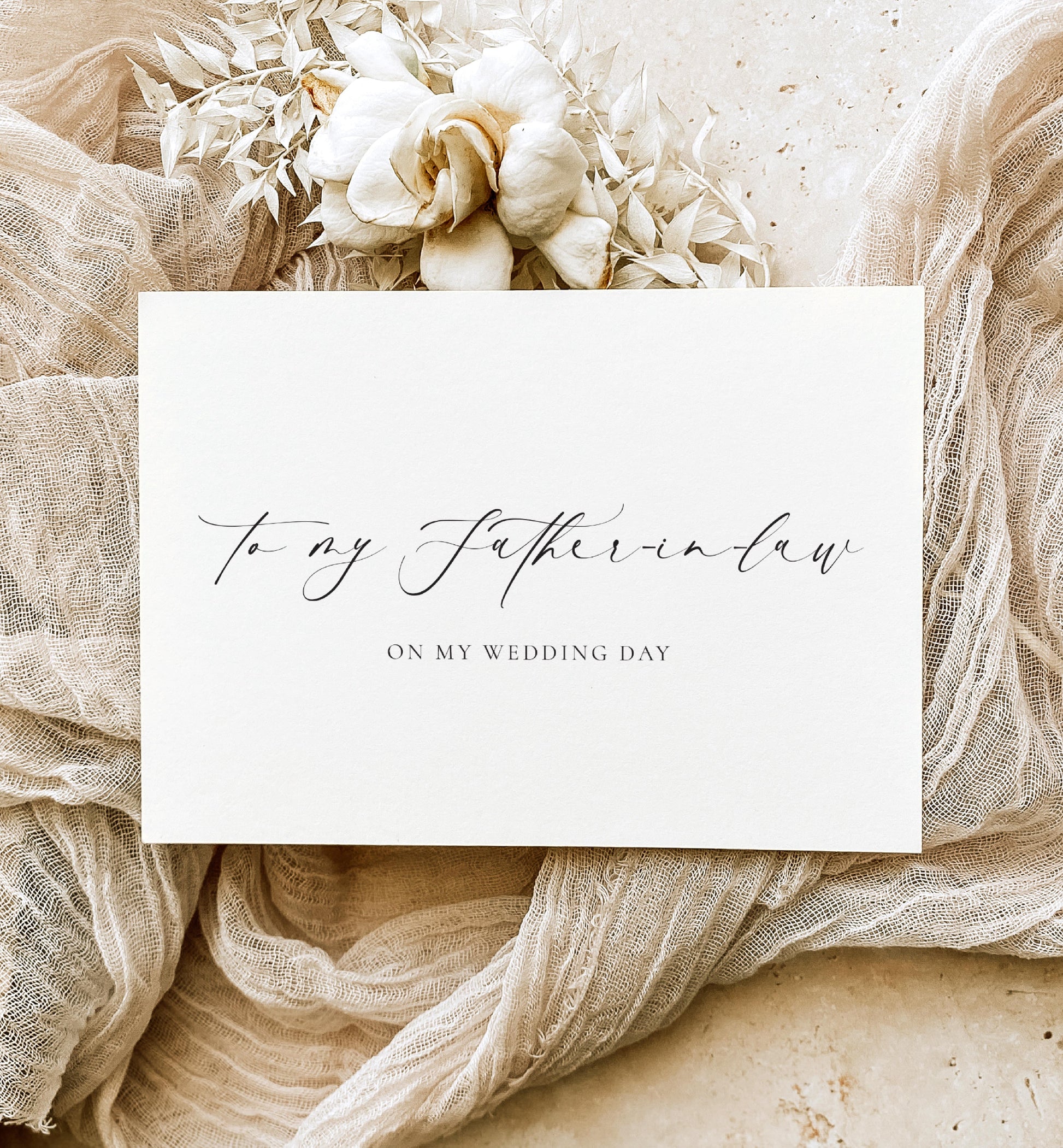 To My Mother-In-Law and Father-In-Law On My Wedding Card Set, Minimalist Wedding Day Card, To My In-Laws Card, Off White Ivory, Ellesmere