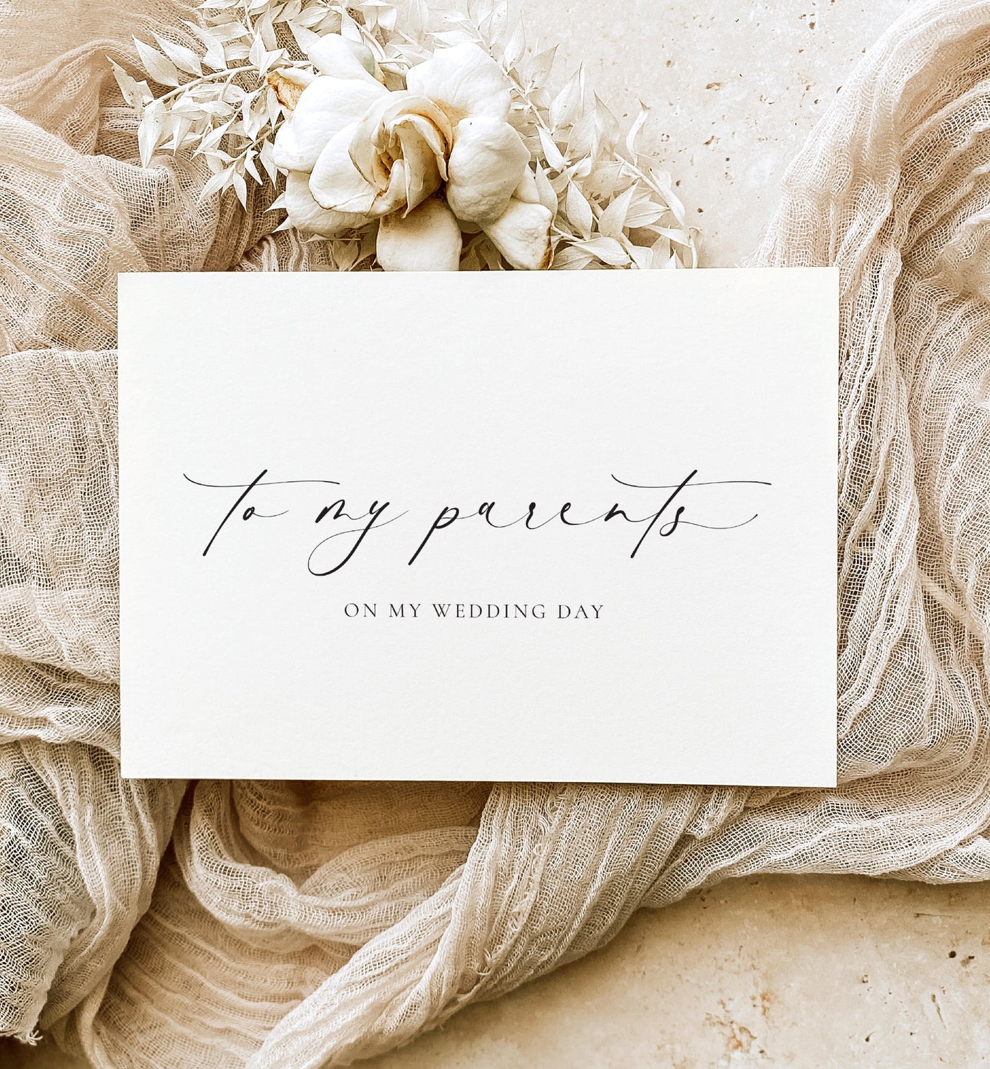 To My Parents and In-Laws On My Wedding Day Card Set, Minimalist Wedding Day Cards, To Parents Wedding Day Card, Off White Ivory, Ellesmere