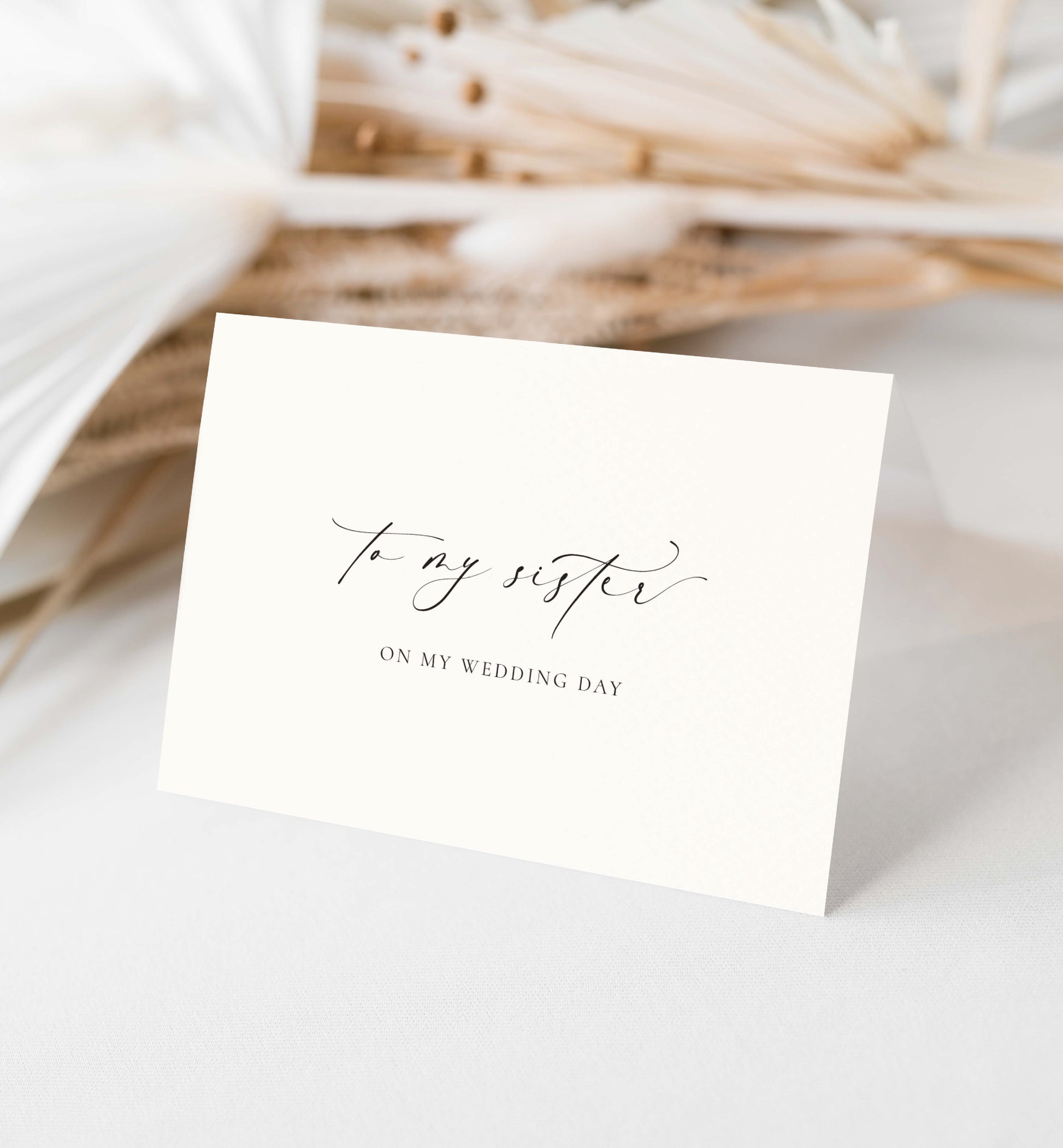 To My Sister On MY Wedding Day Card, Modern Minimalist Wedding Day Card, Sibling To Sister Wedding Day Card, Ivory, Ellesmere