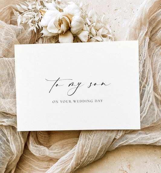 To My Son On Your Wedding Day Card, Modern Minimalist Wedding Day Card, Parents To Groom Wedding Day Card, Ivory, Ellesmere