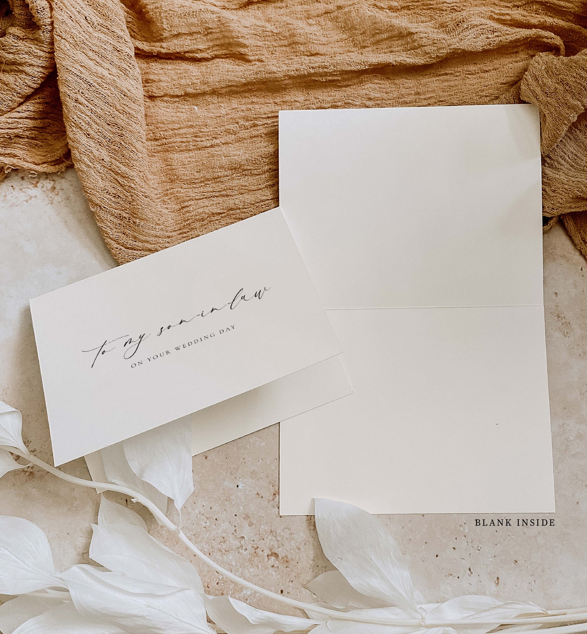 To My Son-In-Law On Your Wedding Day Card, Modern Minimalist Wedding Day Card, In-Laws To Groom Wedding Day Card, Ivory, Ellesmere