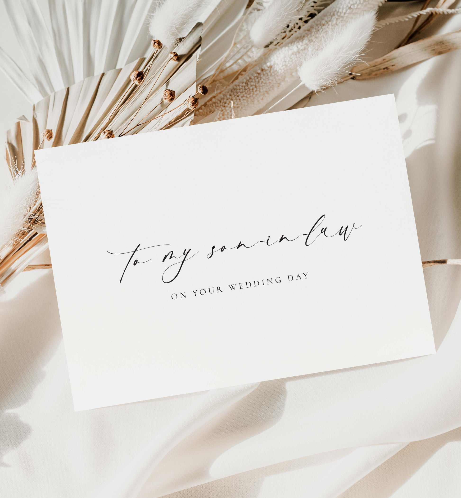 To My Son-In-Law On Your Wedding Day Card, Modern Minimalist Wedding Day Card, In-Laws To Groom Wedding Day Card, Ivory, Ellesmere