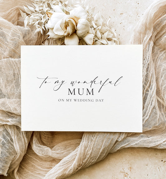 To My Wonderful Mum and Dad On My Wedding Card, Minimalist Wedding Day Card Set, To My Parents Wedding Day Card, Off White Ivory, Ellesmere