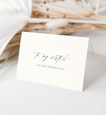 To My Sister On YOUR Wedding Day Card, Modern Minimalist Wedding Day Card, Sibling To Sister Wedding Day Card, Ivory, Ellesmere