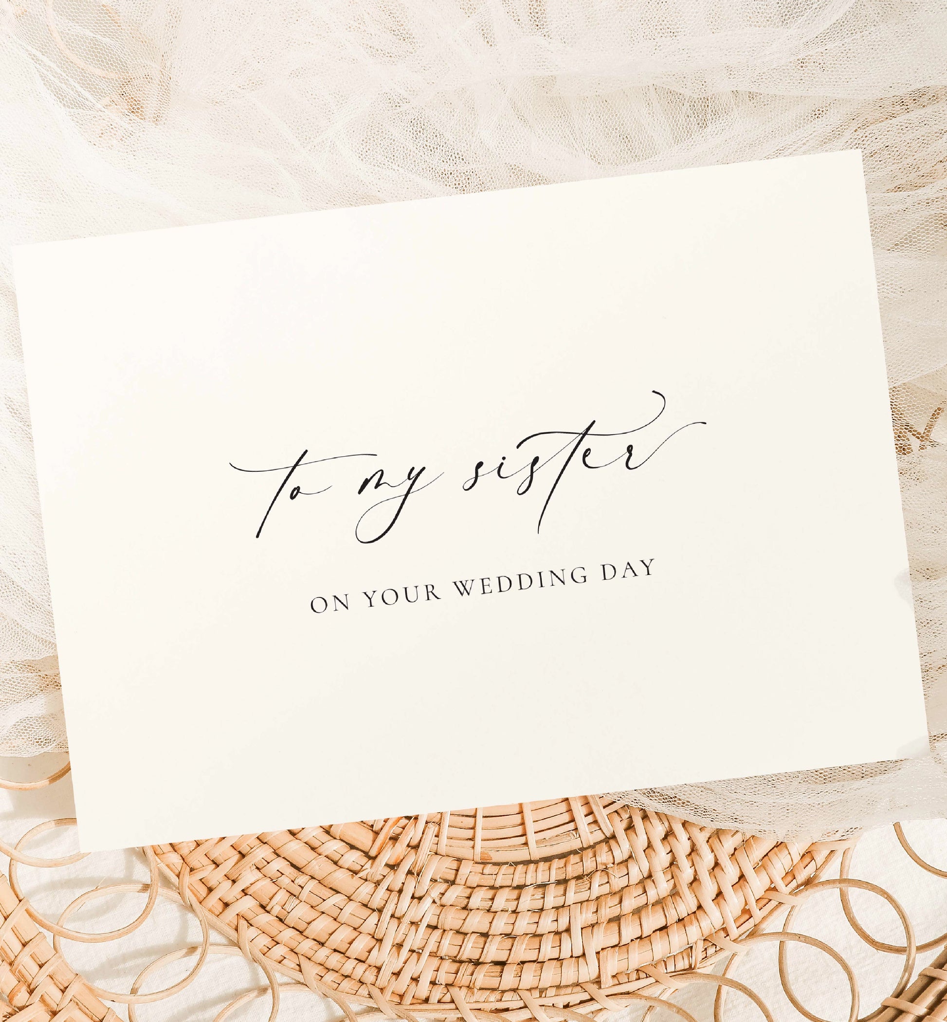 To My Sister On YOUR Wedding Day Card, Modern Minimalist Wedding Day Card, Sibling To Sister Wedding Day Card, Ivory, Ellesmere