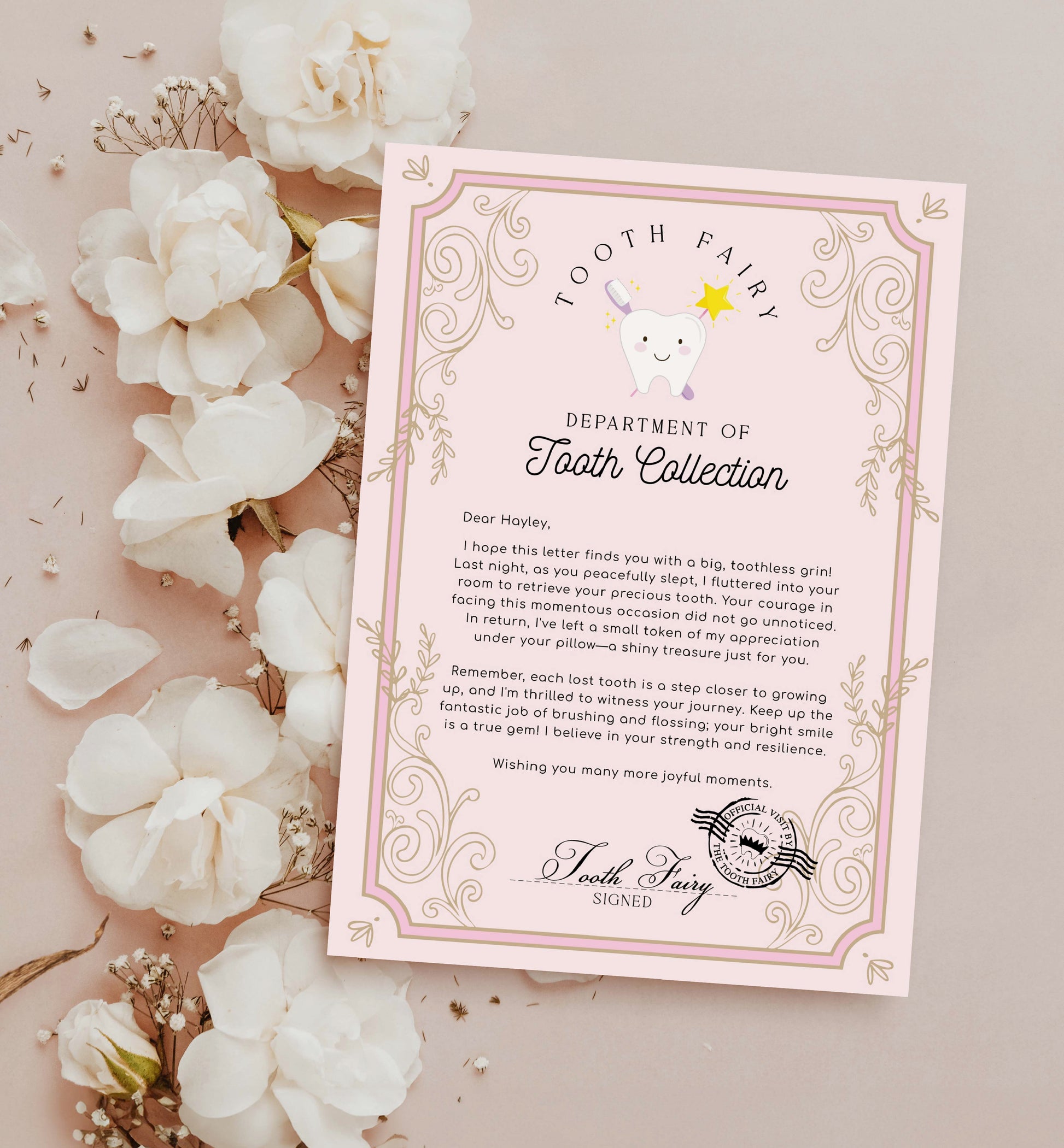 Printable Tooth Fairy Letter, Tooth Fairy Collection Letter, Editable Tooth Report Card, Tooth Fairy Official Visit Letter, Lost Tooth Note