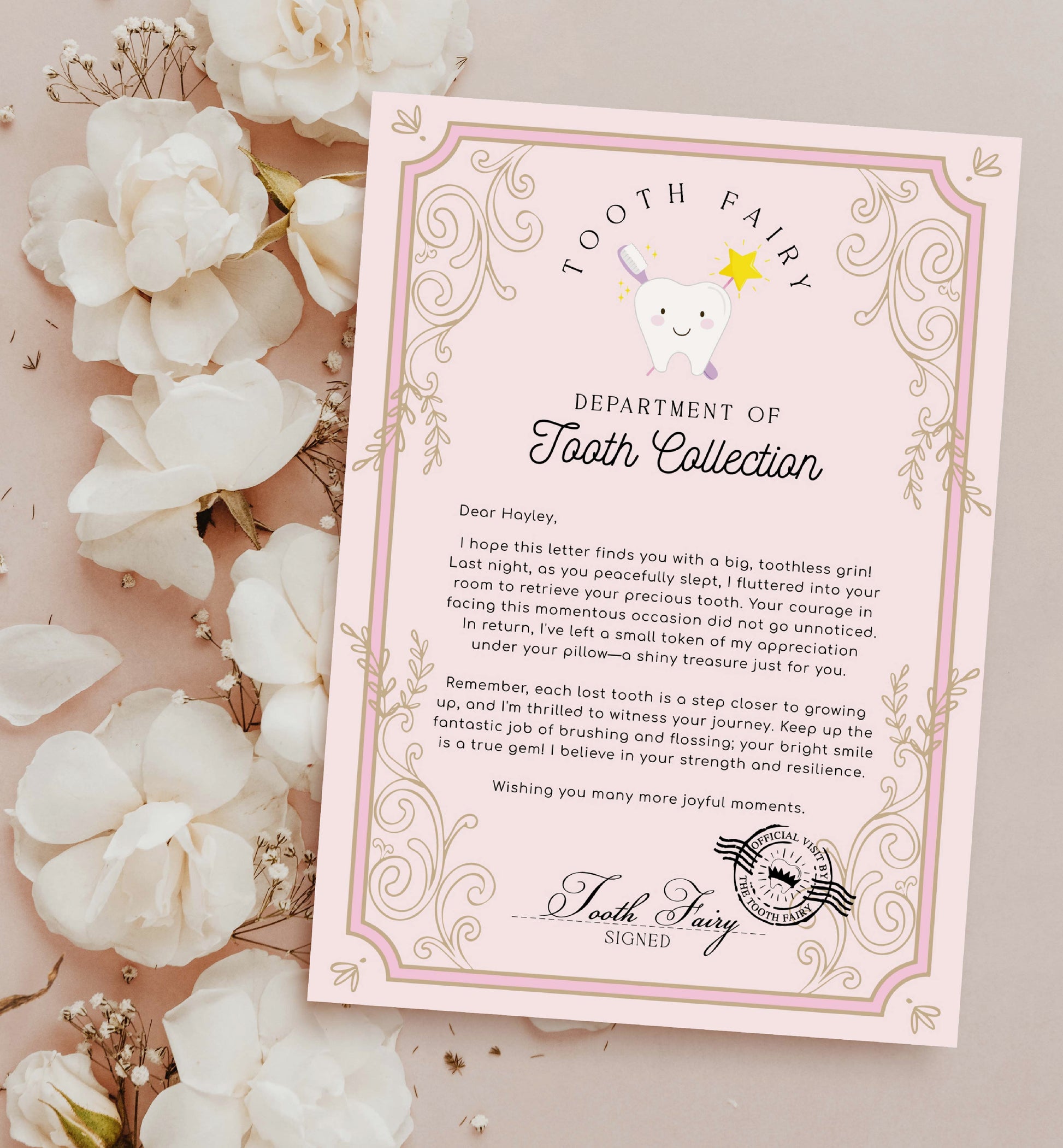 Tooth Fairy Pink | Printable Tooth Collection Letter Template – Black Bow Studio tooth-fairy-pink-printable-tooth-collection-letter-template-black-bow-studio