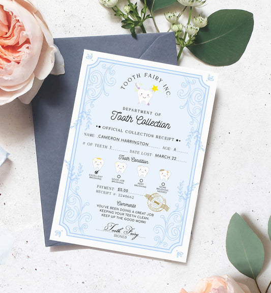 Printable Tooth Fairy Receipt, Tooth Fairy Collection Receipt, Editable Tooth Report Card, Tooth Fairy Payment Certificate, Lost Tooth Note