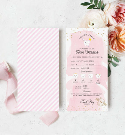Printable Tooth Fairy Letter and Receipt, Tooth Fairy Collection Receipt, Tooth Fairy Payment Recipe And Visit Certificate, Lost Tooth Note