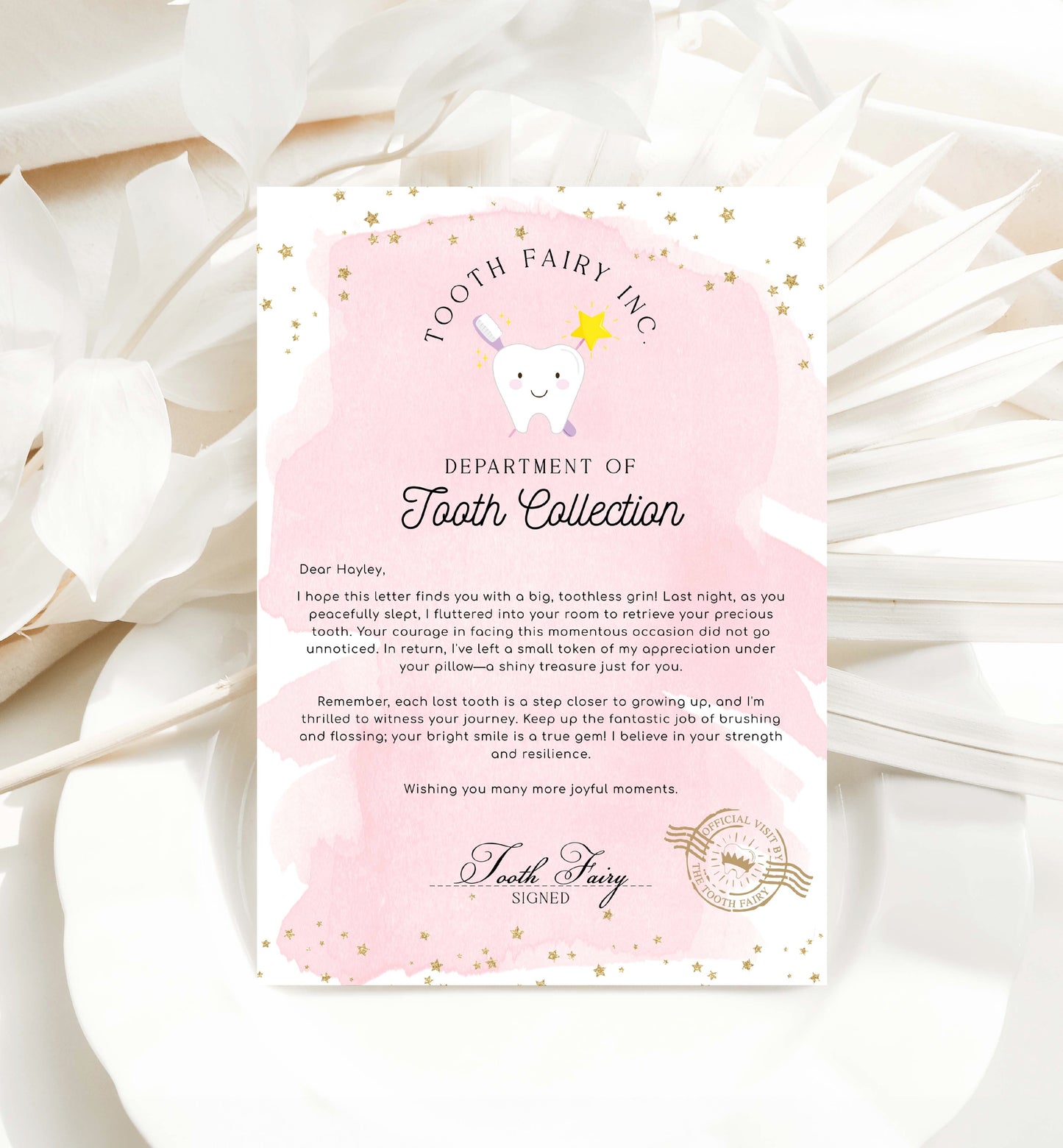 Printable Tooth Fairy Letter and Receipt, Tooth Fairy Collection Receipt, Tooth Fairy Payment Recipe And Visit Certificate, Lost Tooth Note