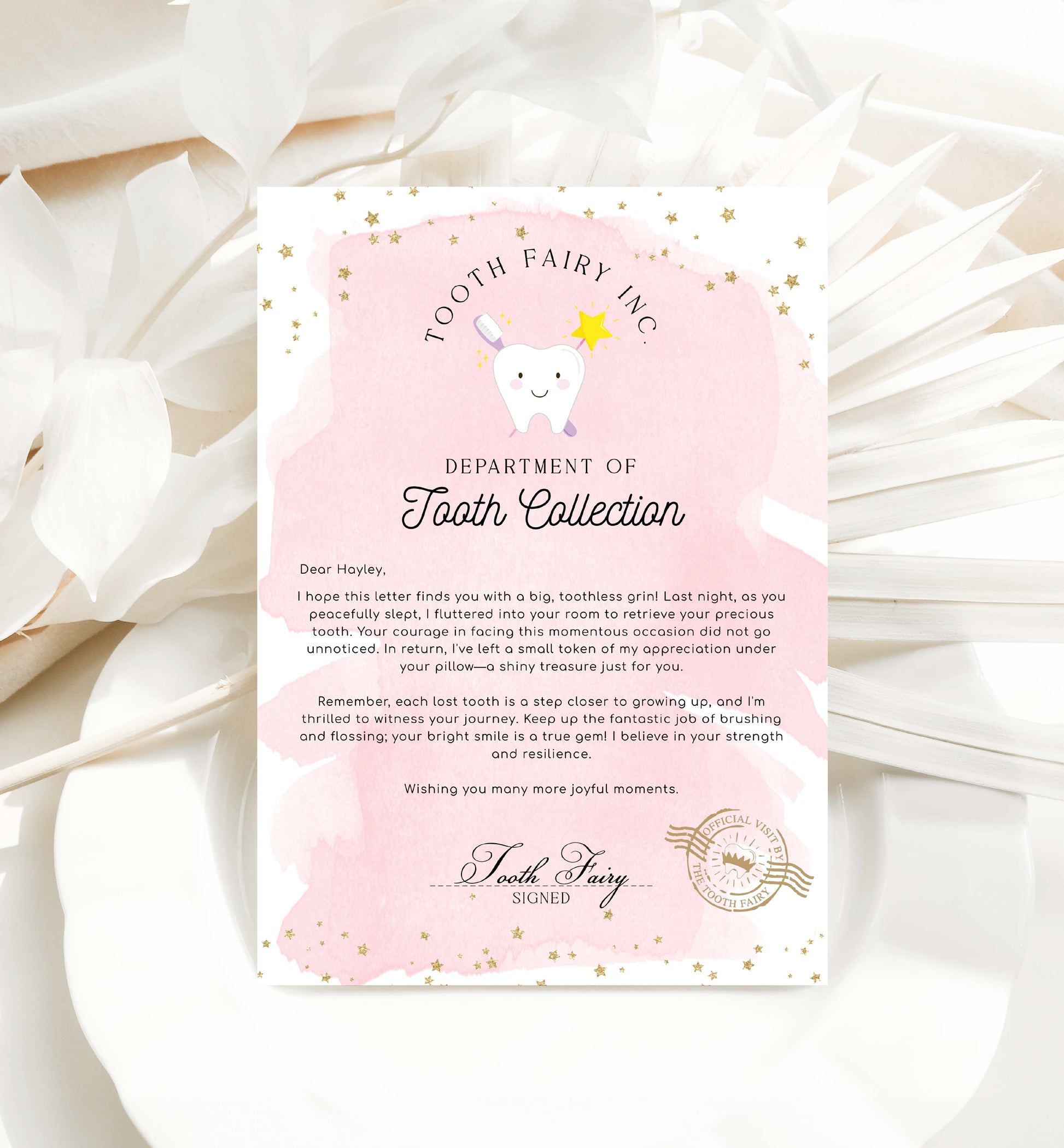 Printable Tooth Fairy Letter and Receipt, Tooth Fairy Collection Receipt, Tooth Fairy Payment Recipe And Visit Certificate, Lost Tooth Note