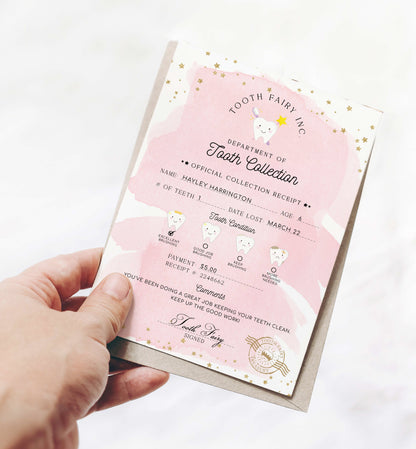 Printable Tooth Fairy Letter and Receipt, Tooth Fairy Collection Receipt, Tooth Fairy Payment Recipe And Visit Certificate, Lost Tooth Note