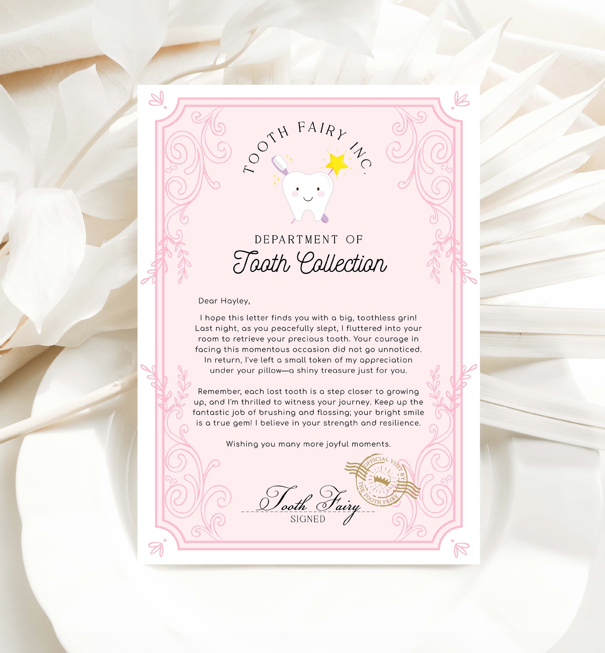 Printable Tooth Fairy Letter and Receipt, Tooth Fairy Collection Receipt, Tooth Fairy Payment Recipe And Visit Certificate, Lost Tooth Note