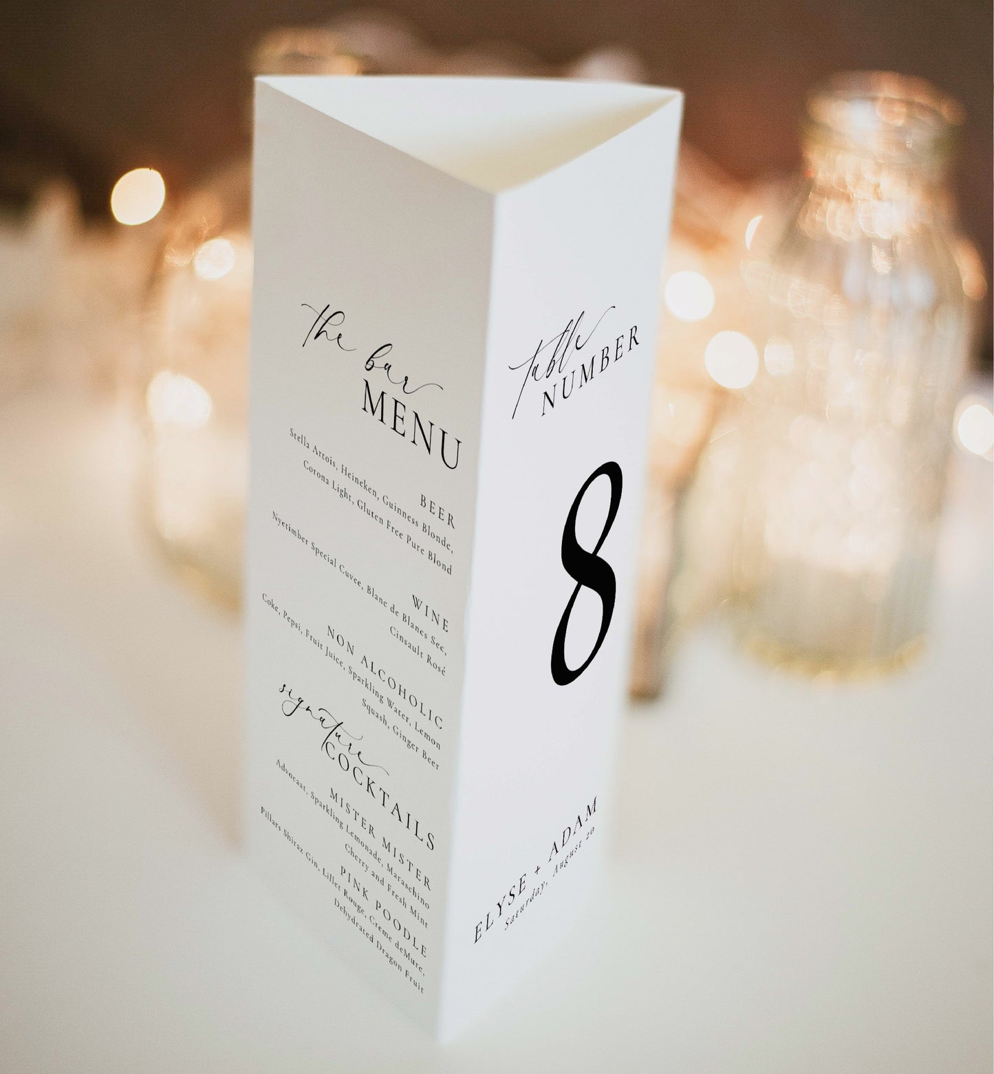 Ellesmere White | Printable Tri-Fold Menu Template