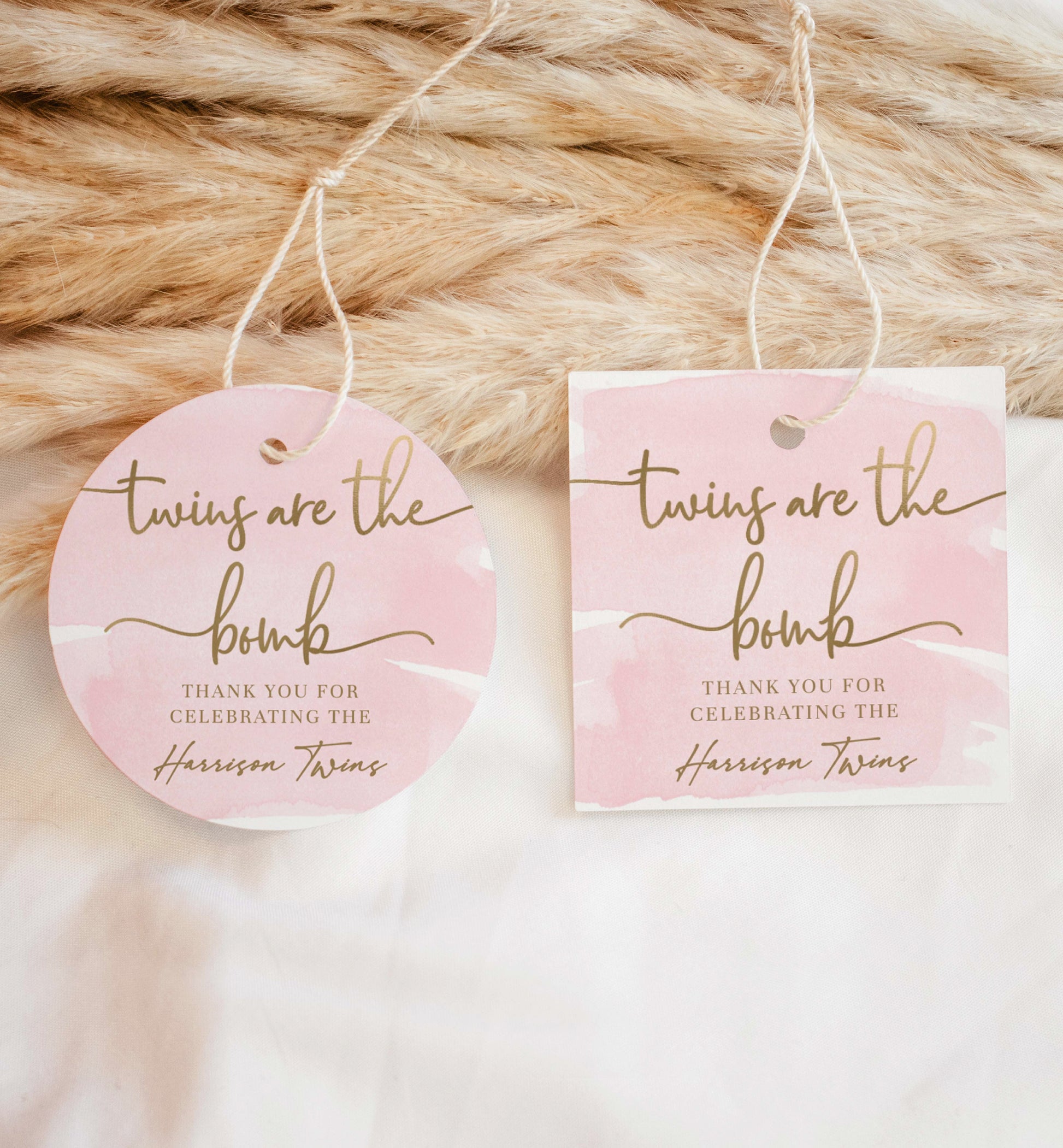 Watercolour Pink Gold | Printable Twins Bath Bomb Favour Tag Template – Black Bow Studio watercolour-pink-gold-printable-twins-bath-bomb-favour-tag-template-black-bow-studio
