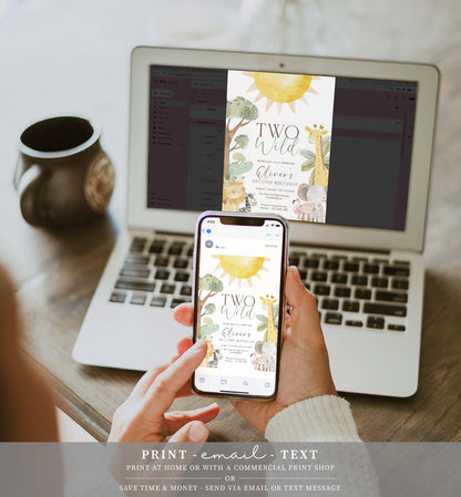 Nyala Safari | Printable Second Birthday Invitation Template