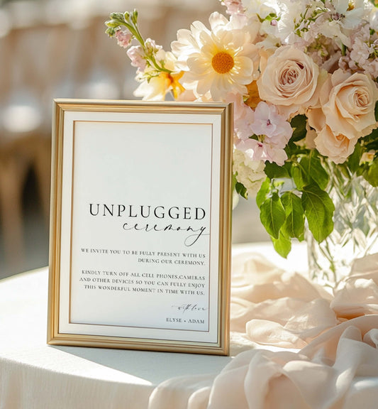 Printable Unplugged Wedding Ceremony Welcome Sign, Modern Minimalist Wedding Welcome Sign, No Phones Wedding Ceremony Poster, Ellesmere