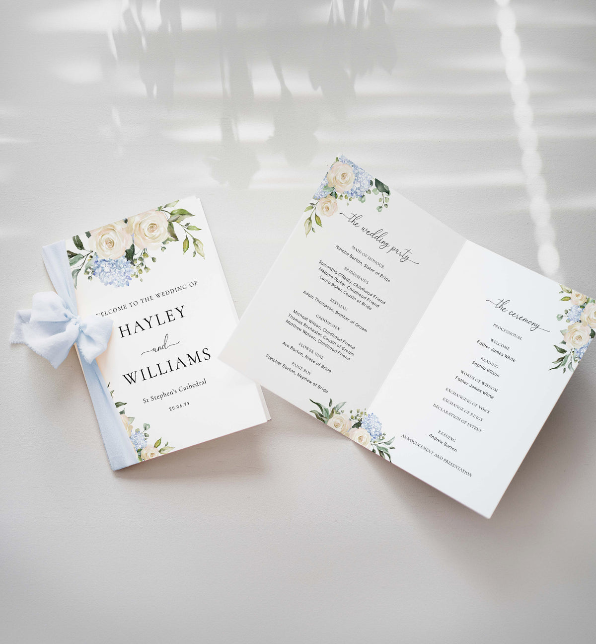 Folded Program Folding Stationery Program Wedding Ceremony Trifolds | Order Of