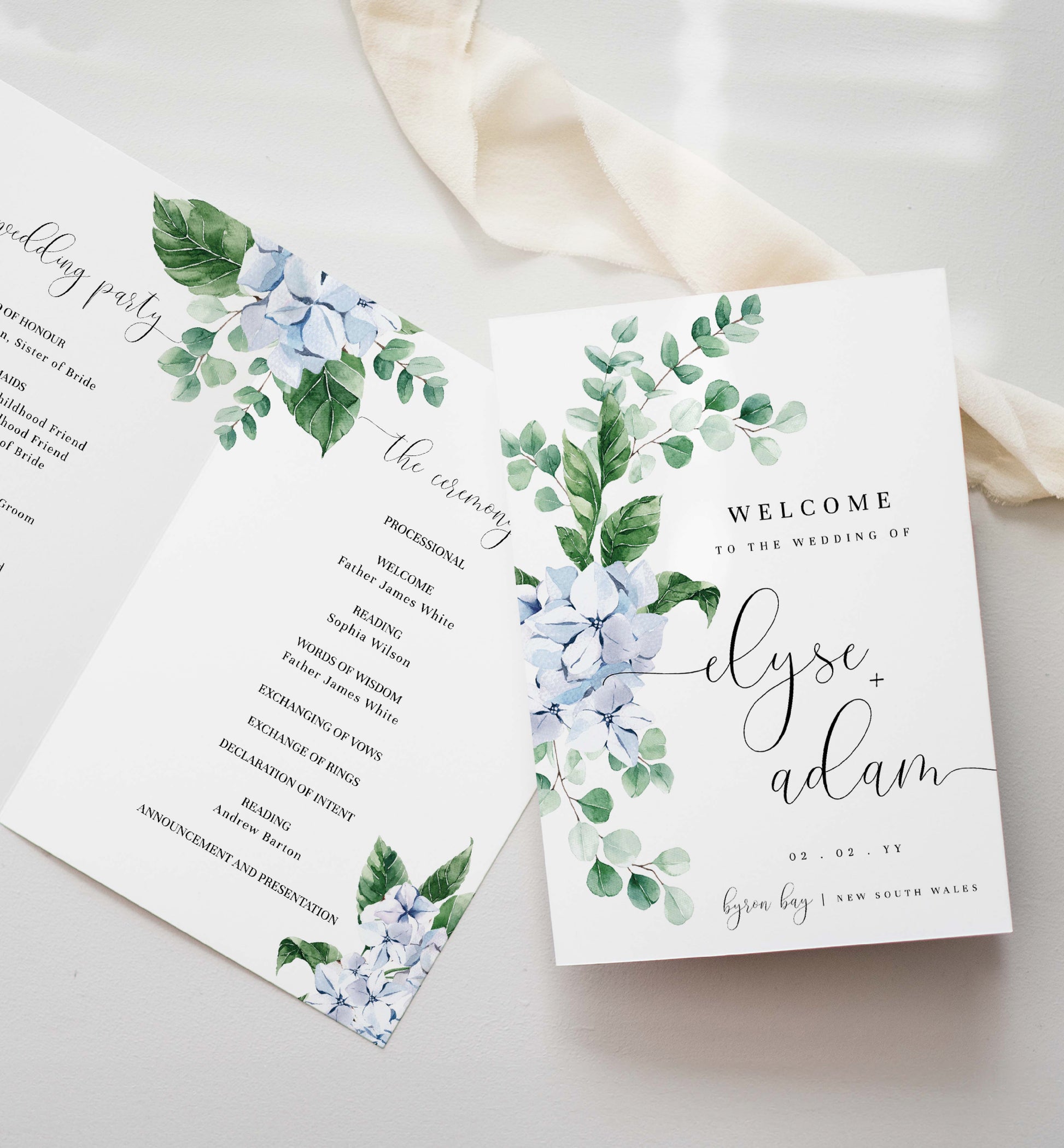 ferras-blossom-blue-printable-wedding-folded-program-template-black-bow-studio for Free Printable Wedding Program Templates Ferras Blossom Blue | Printable Wedding Folded Program Template – Black Bow Studio for Free Printable Wedding Program Templates