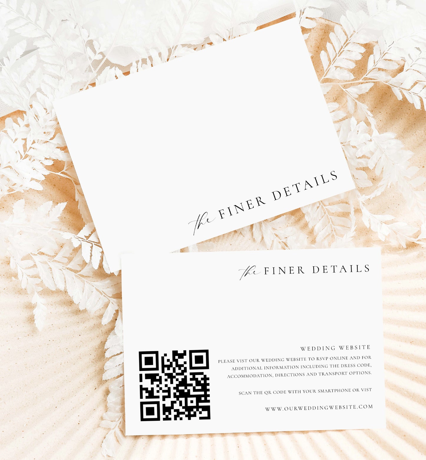 Ellesmere White | Printable QR Wedding Website Card Template