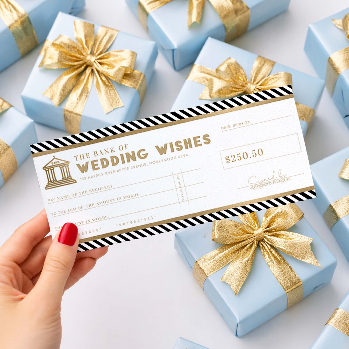Stripe Black | Printable Wedding Wishes Custom Gift Voucher Template