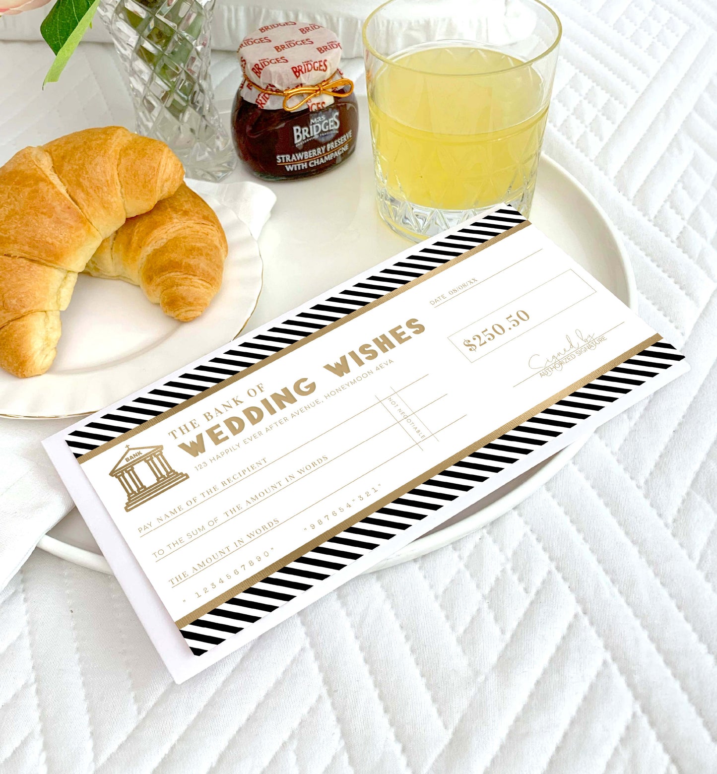 Stripe Black | Printable Wedding Wishes Custom Gift Voucher Template