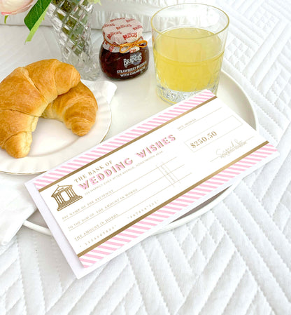Stripe Pink | Printable Wedding Wishes Custom Gift Voucher Template