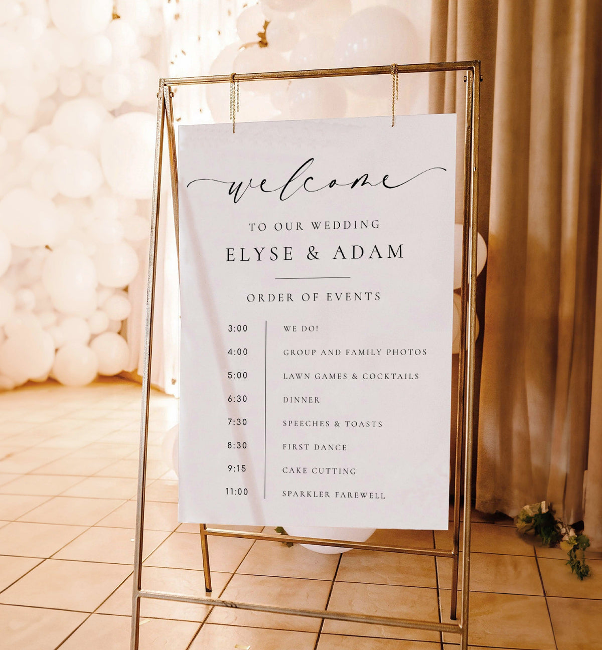 Sign Order Reception Ellesmere White | Printable Order Of Events Welcome Sign Template ...