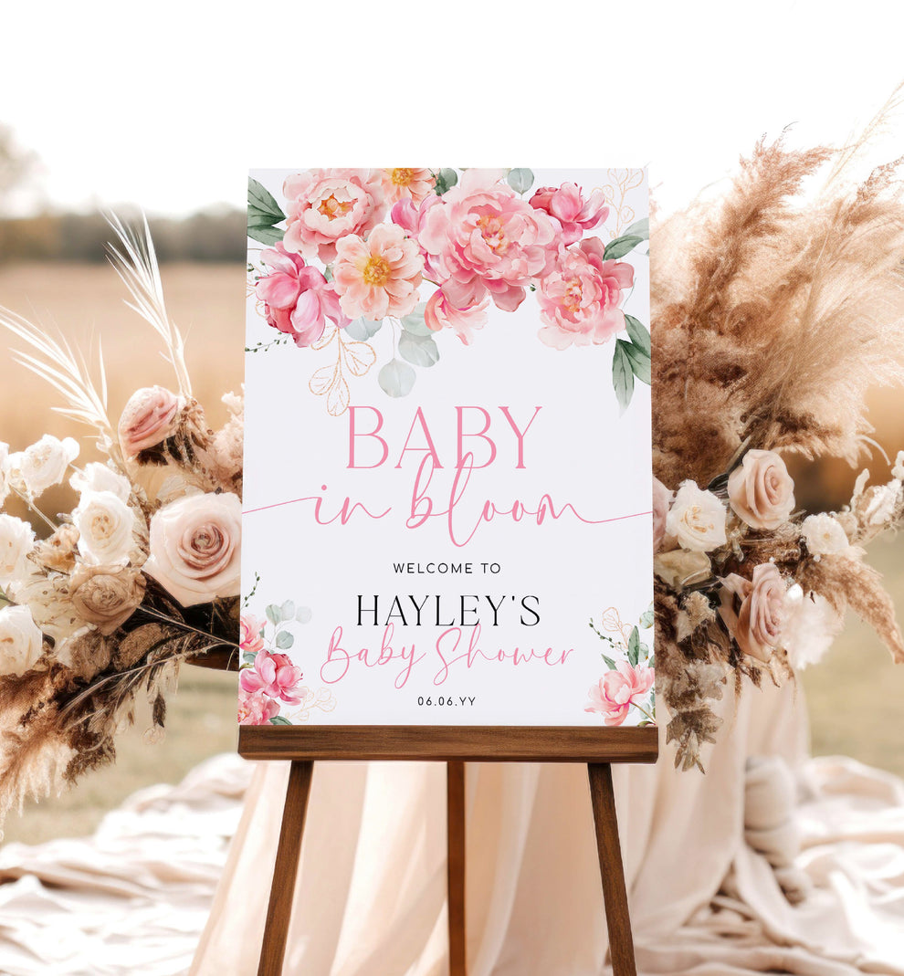 Piper Floral White | Printable Welcome Sign Template – Black Bow Studio