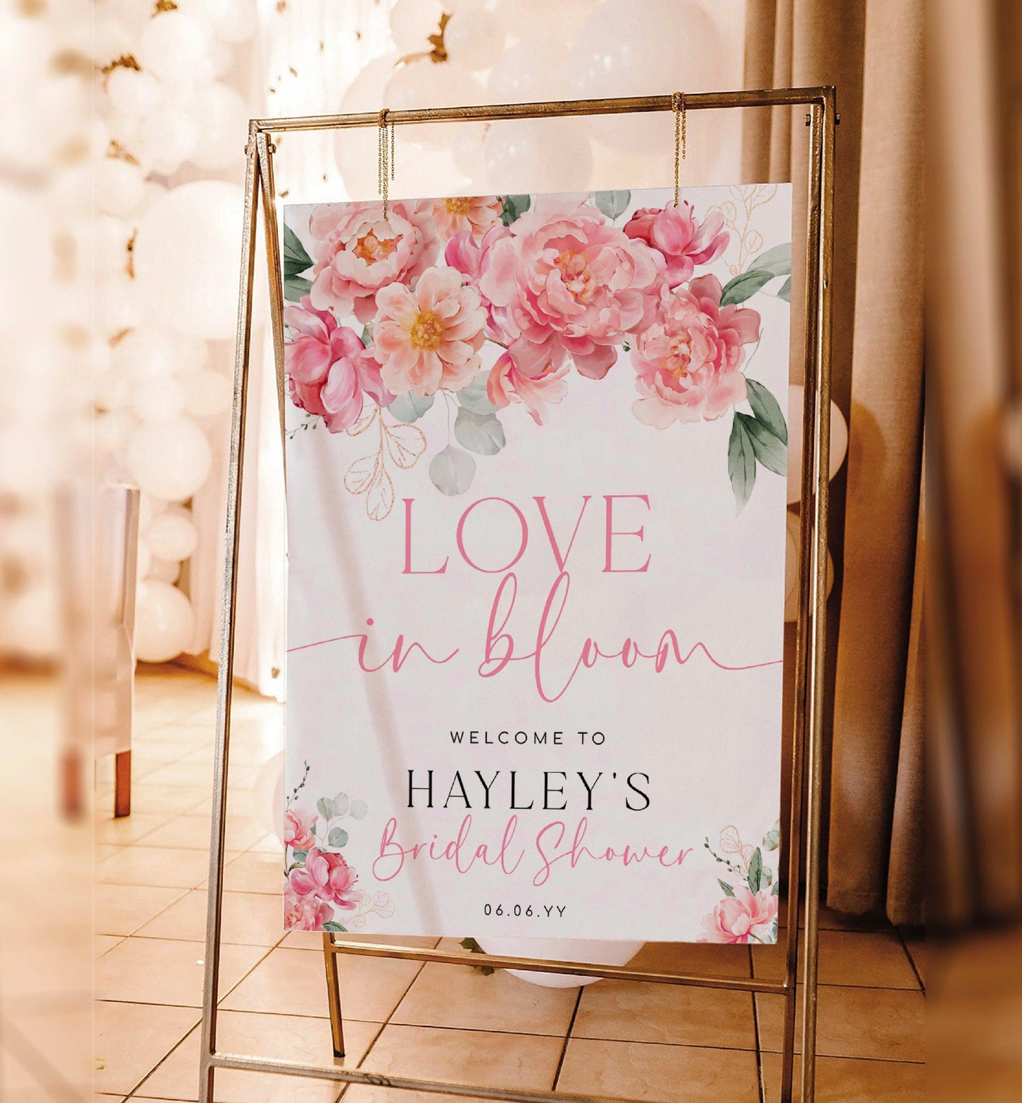 Hot Pink Peony Welcome Sign, Printable Love In Bloom Welcome Sign, Spring Floral Bridal Shower Welcome Sign, Hens Party Welcome Sign, Piper