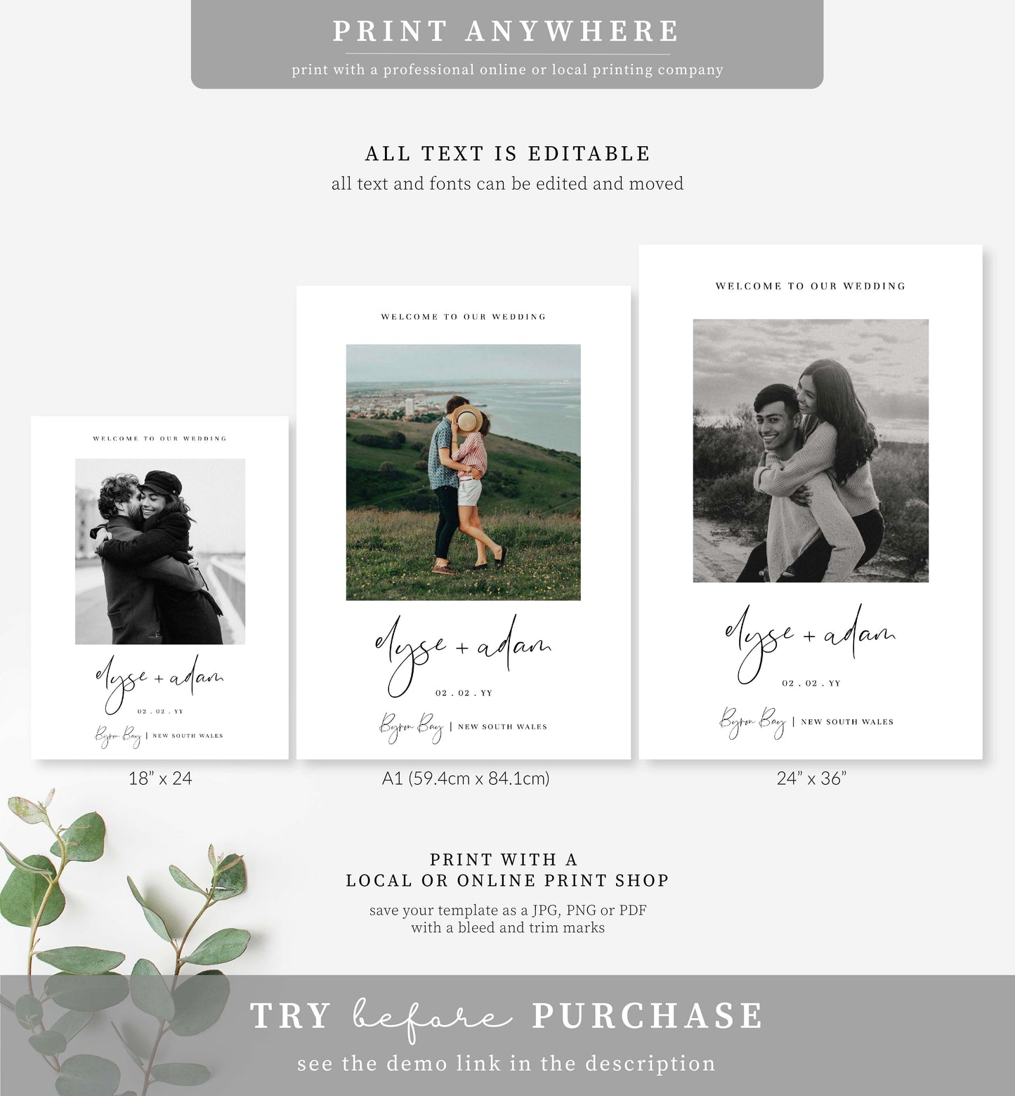 Gigi Script | Printable Photo Welcome Sign Template