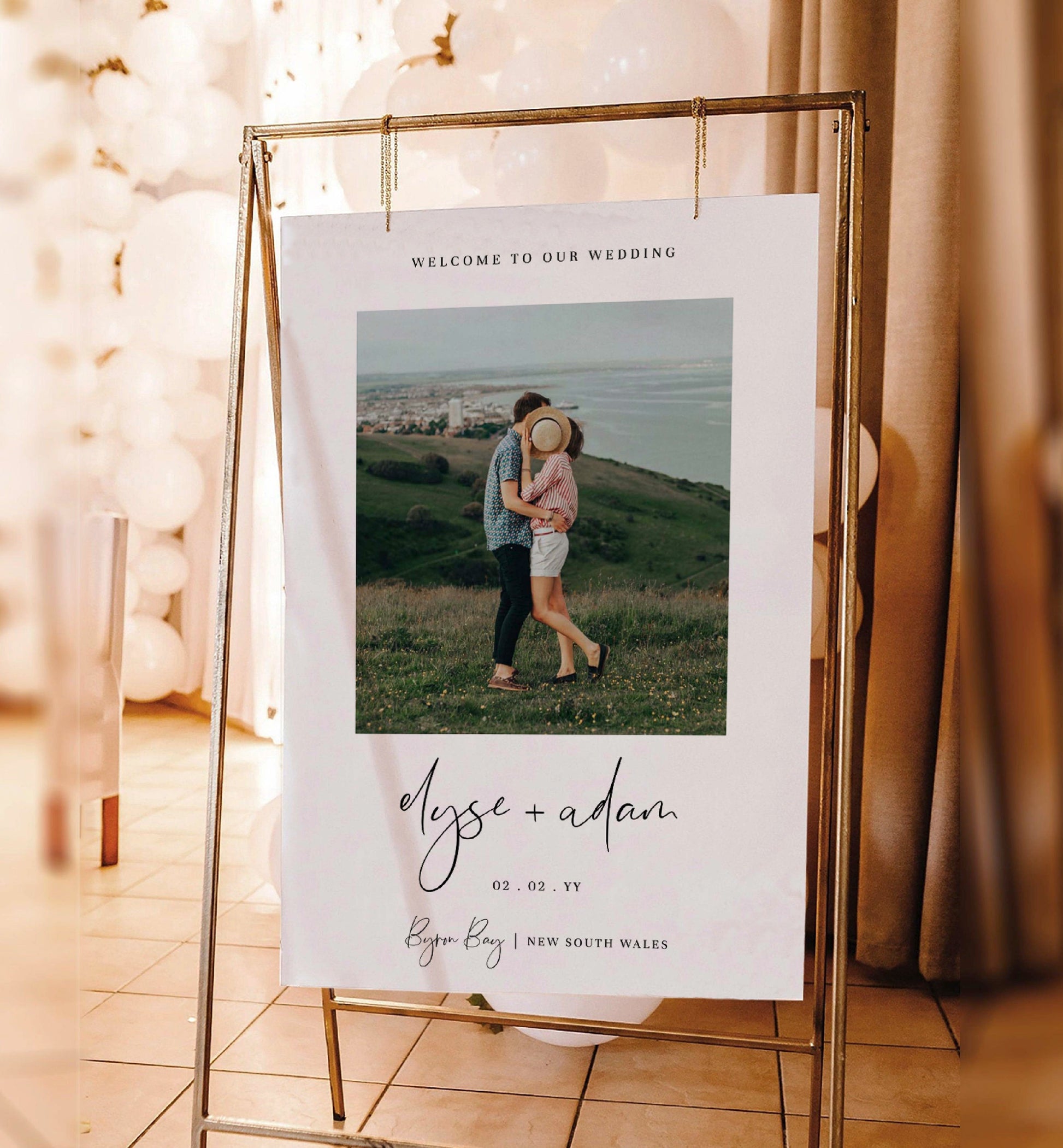 Printable Photo Wedding Welcome Sign, Modern  Script Welcome Sign, Elegant Photo Wedding Poster, Large Wedding Welcome Sign, Gigi Script