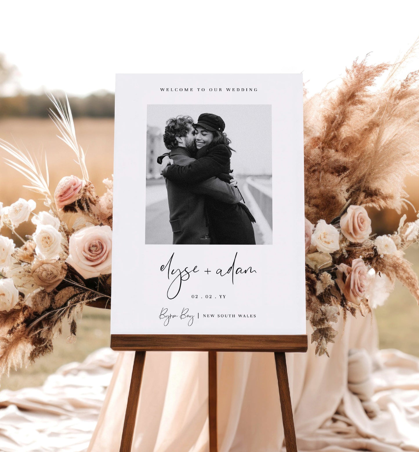 Printable Photo Wedding Welcome Sign, Modern  Script Welcome Sign, Elegant Photo Wedding Poster, Large Wedding Welcome Sign, Gigi Script