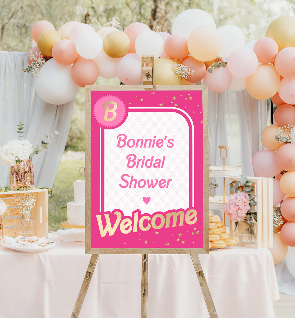 Barbie Party Hot Pink Gold | Printable Welcome Sign Template – Black ...
